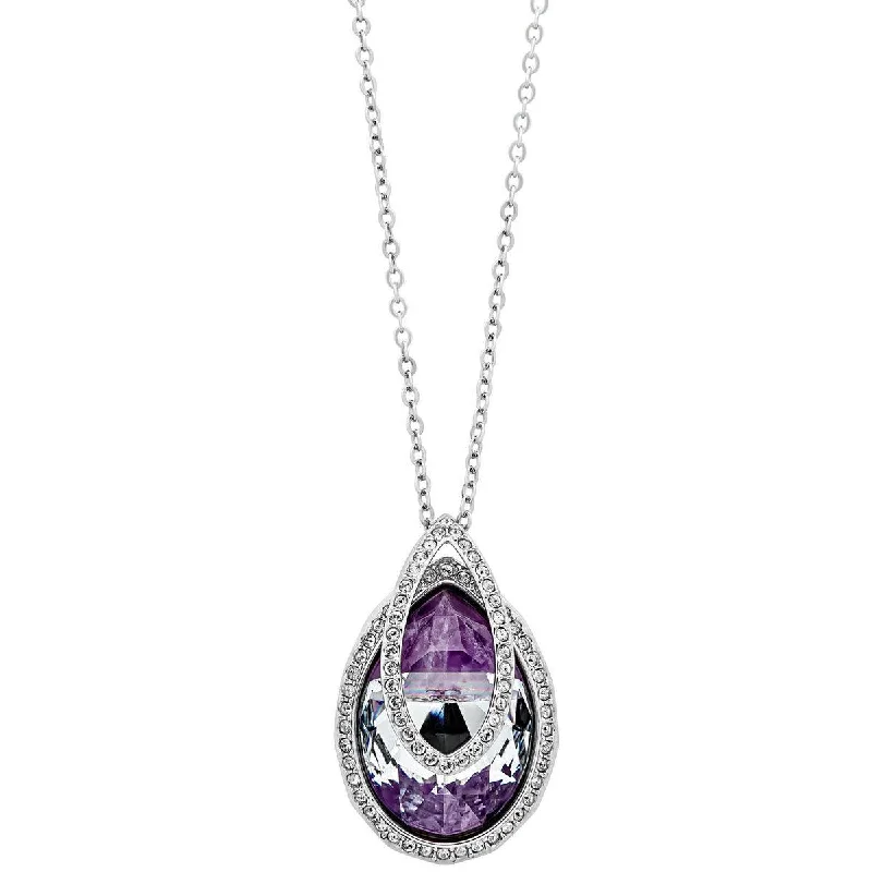 Women's necklaces blush-link-Swarovski Women's Necklace - Dew Florette Purple and Clear Crystal Pendant | 5230024