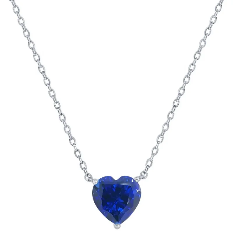 Women's necklaces Victorian-relic-Classic Women's Necklace - Silver Sapphire September Heart Perciosa Crystal | M-7130