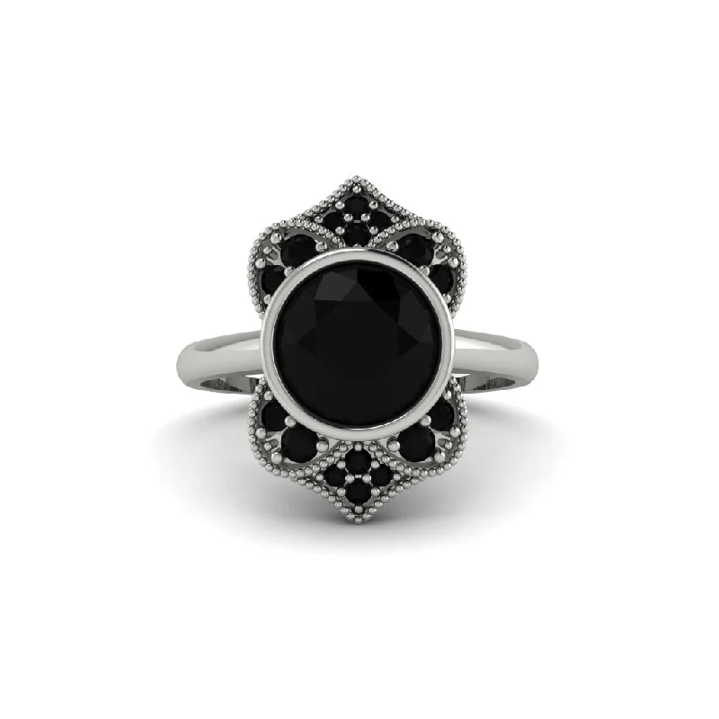 Women's engagement rings exotic-sapphire-Black Diamond Bezel Vintage-Inspired Engagement Ring - Olive No. 39