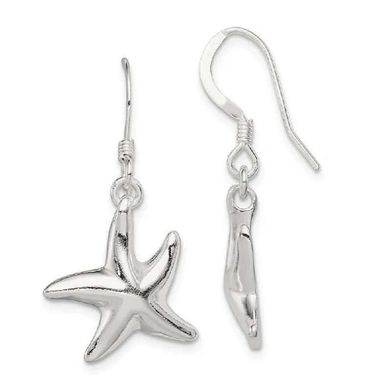 Women's earrings peachy-charm-15mm Polished Starfish Dangle Earrings in Sterling Silver