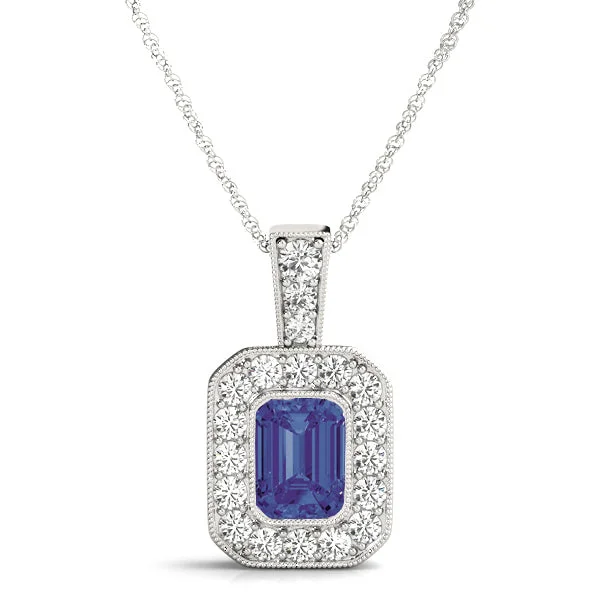 Women's necklaces fine-gleam-14K Emerald Cut Center Diamond Necklace /Pendant