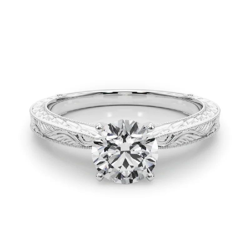 Women's engagement rings twinkling-accent-Victoria Round Diamond Solitaire Engagement Ring