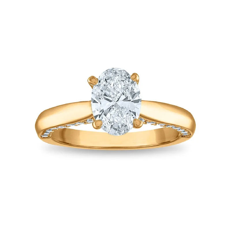 Women's engagement rings starry-luxe-Signature EcoLove 2 CTW Lab Grown Oval Solitaire Engagement Ring in 14KT Gold