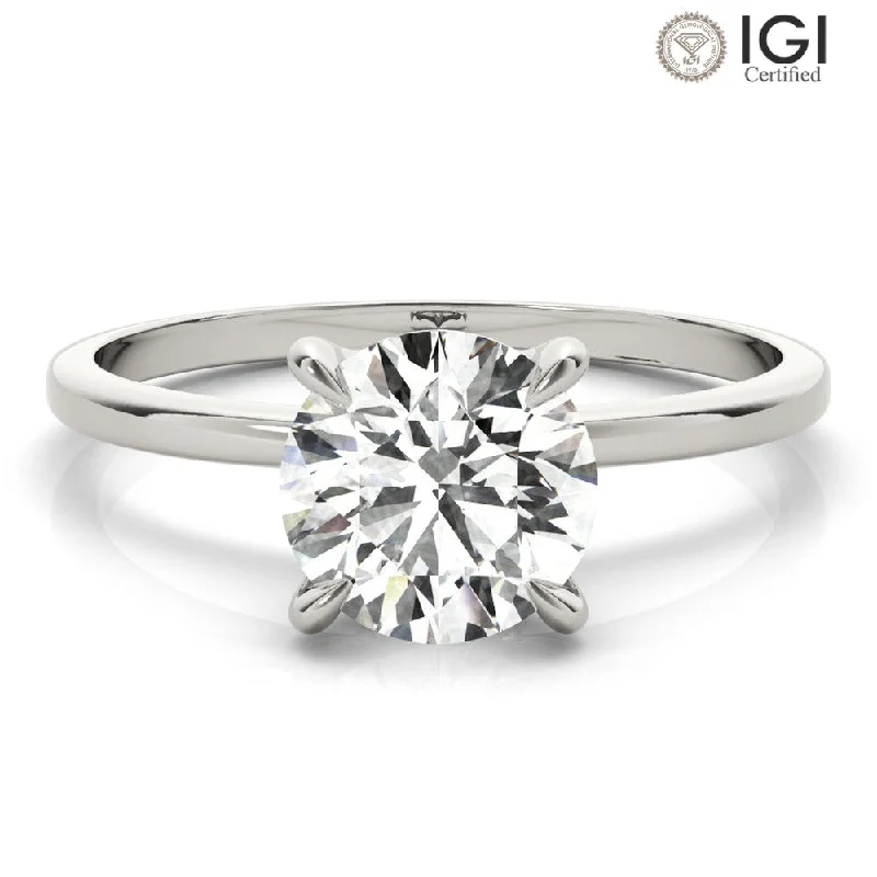 Women's engagement rings handcrafted-gem-Averie Round Lab Grown Diamond Solitaire Engagement Ring IGI Certified