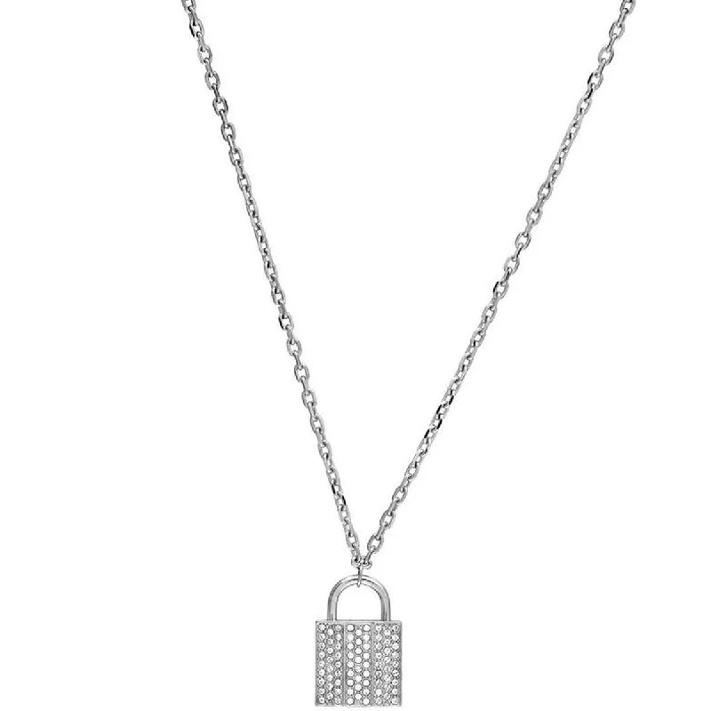 Women's necklaces twisted-vine-Swarovski Women's Necklace - Rhodium Plated Silver Padlock Crystal Pendant | 5120620