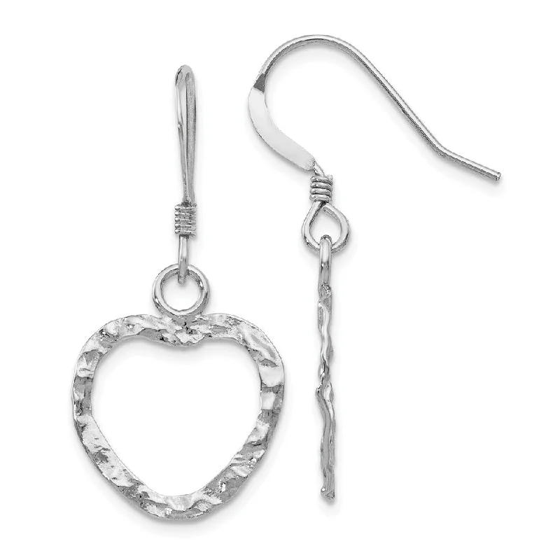 Women's earrings playful-swirl-16mm Textured Open Heart Dangle Earrings in Sterling Silver