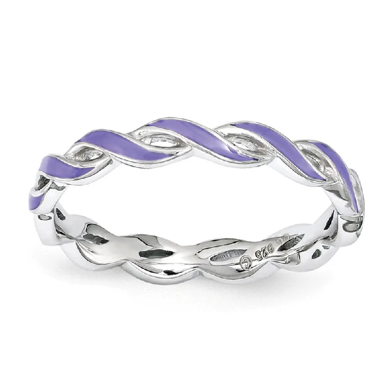 Women's rings playful-luxe-2mm Sterling Silver Stackable Expressions Purple Enamel Swirl Band