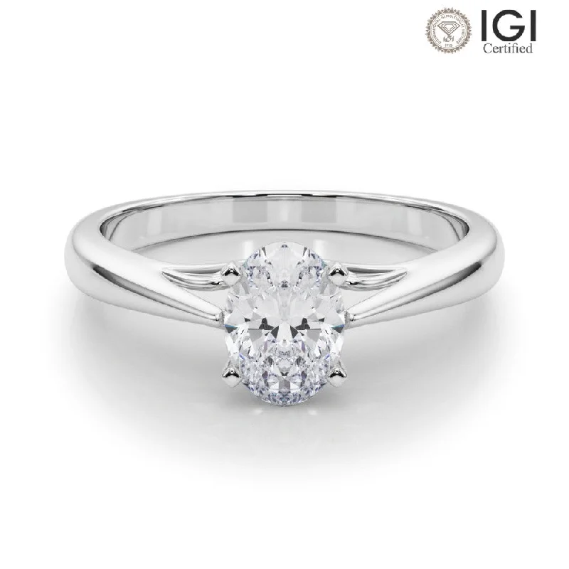 Women's engagement rings festive-gleam-Katerina Oval Lab Grown Diamond Solitaire Engagement Ring IGI Certified