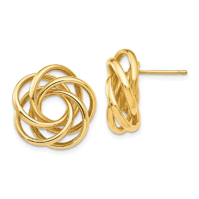 Women's earrings floral-charm-19mm Polished Love Knot Earrings in 14k Yellow Gold