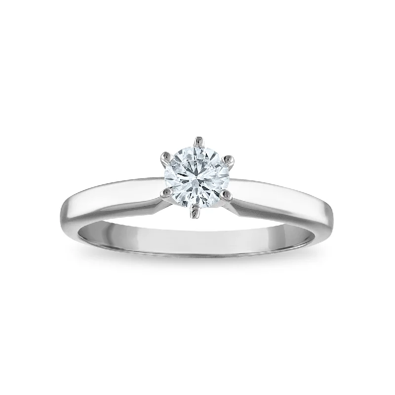 Women's engagement rings champagne-diamond-Signature Certificate EcoLove 1/2 CTW Round Lab Grown Diamond Solitaire Engagement Ring in 14KT White Gold