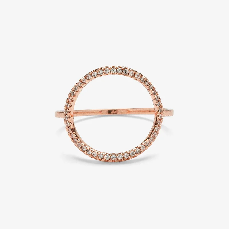 Women's rings radiant-sunstone-Pave Open Circle Ring