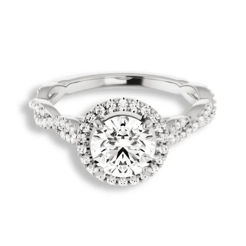 Women's engagement rings playful-gleam-Round Diamond Halo Engagement Ring