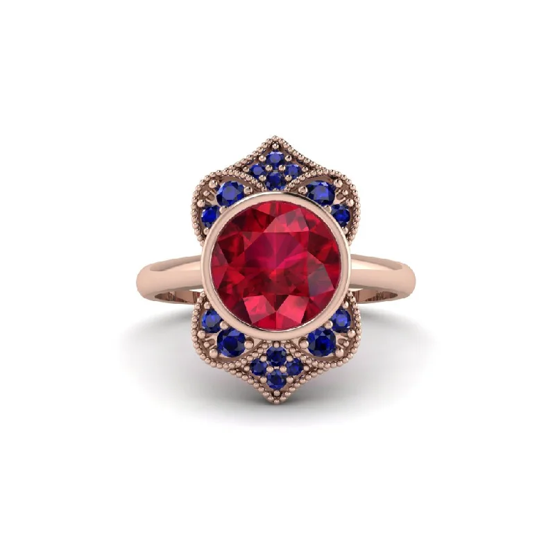 Women's engagement rings icy-white-gold-Ruby Bezel Vintage-Inspired Engagement Ring - Olive No. 71