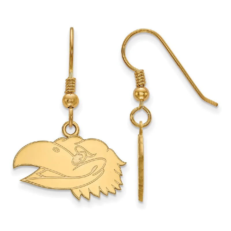 Women's earrings retro-flair-14k Gold Plated Silver Univ. of Kansas Small Dangle Earrings