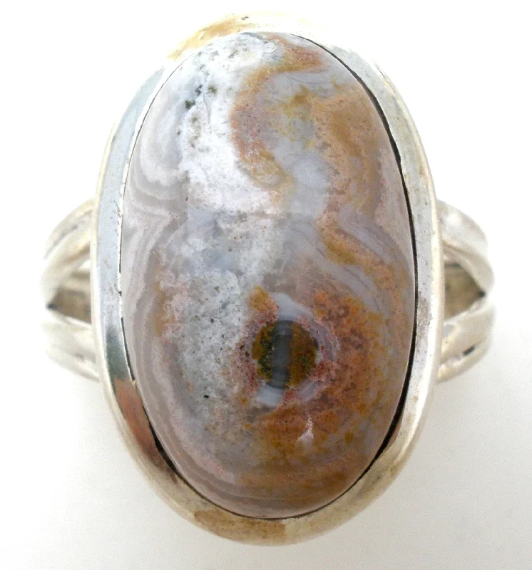 Women's rings airy-shank-Sterling Silver Brown Agate Ring Size 10