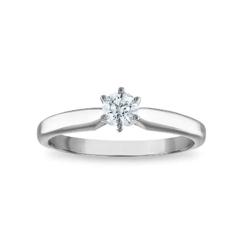 Women's engagement rings tender-glow-Signature Certificate EcoLove 1/3 CTW Round Lab Grown Diamond Solitaire Engagement Ring in 14KT White Gold