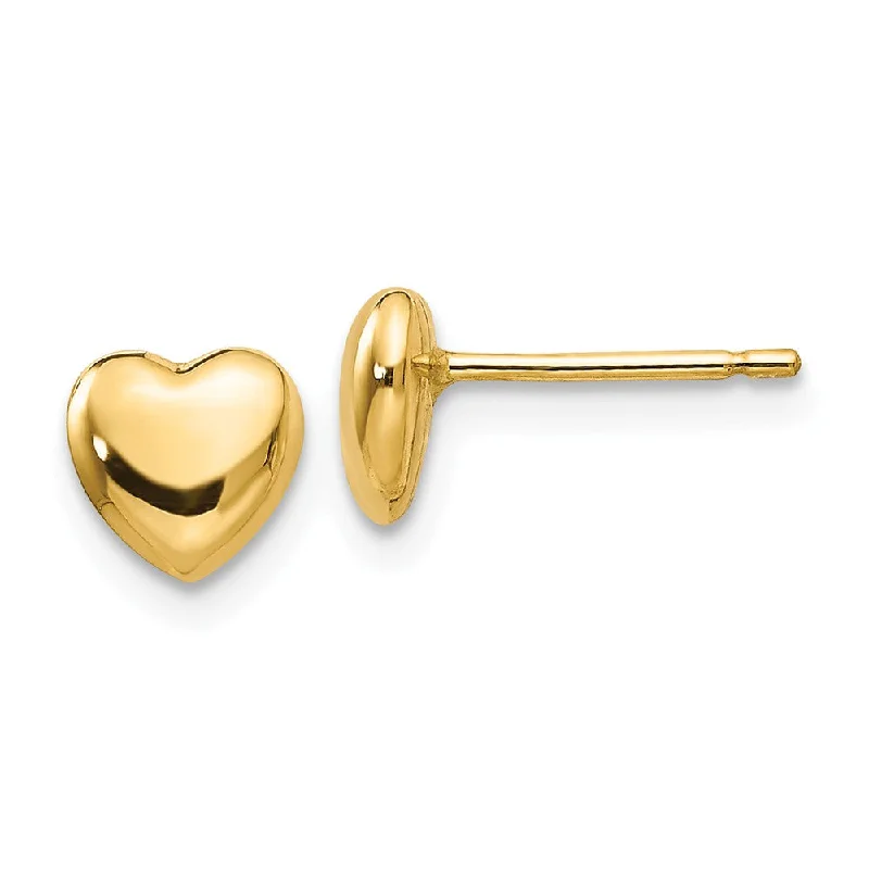 Women's earrings open-hoop-6mm Puffed Heart Post Earrings in 14k Yellow Gold