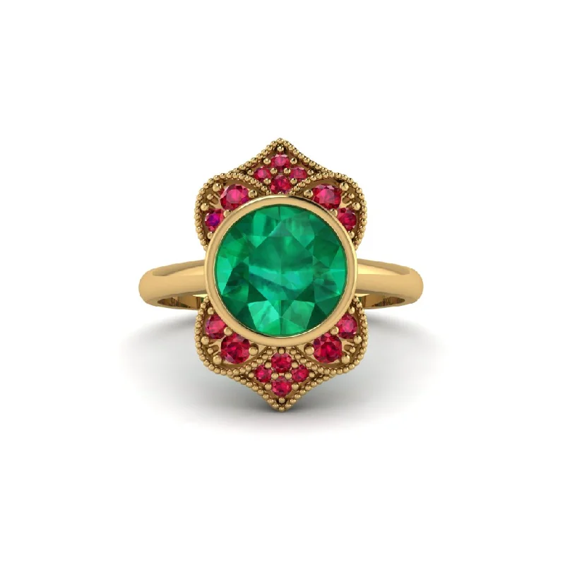 Women's engagement rings radiant-ruby-Emerald Bezel Vintage-Inspired Engagement Ring - Olive No. 49