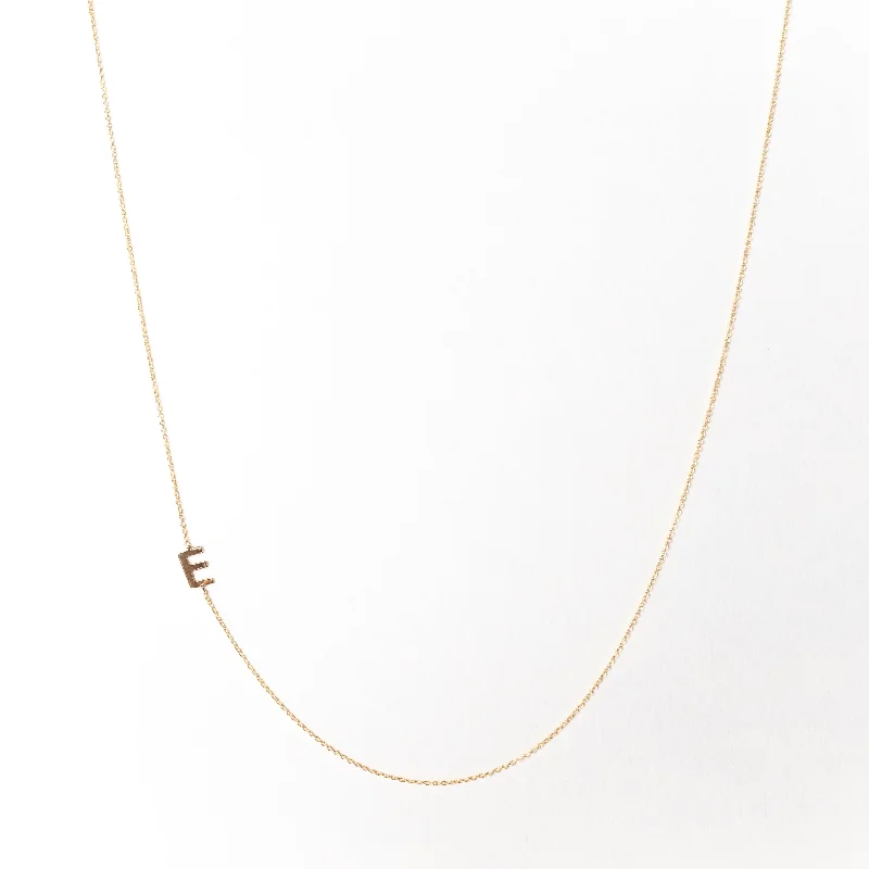 Women's necklaces crafted-gleam-Slanted Initial Necklace, Solid 18k Gold