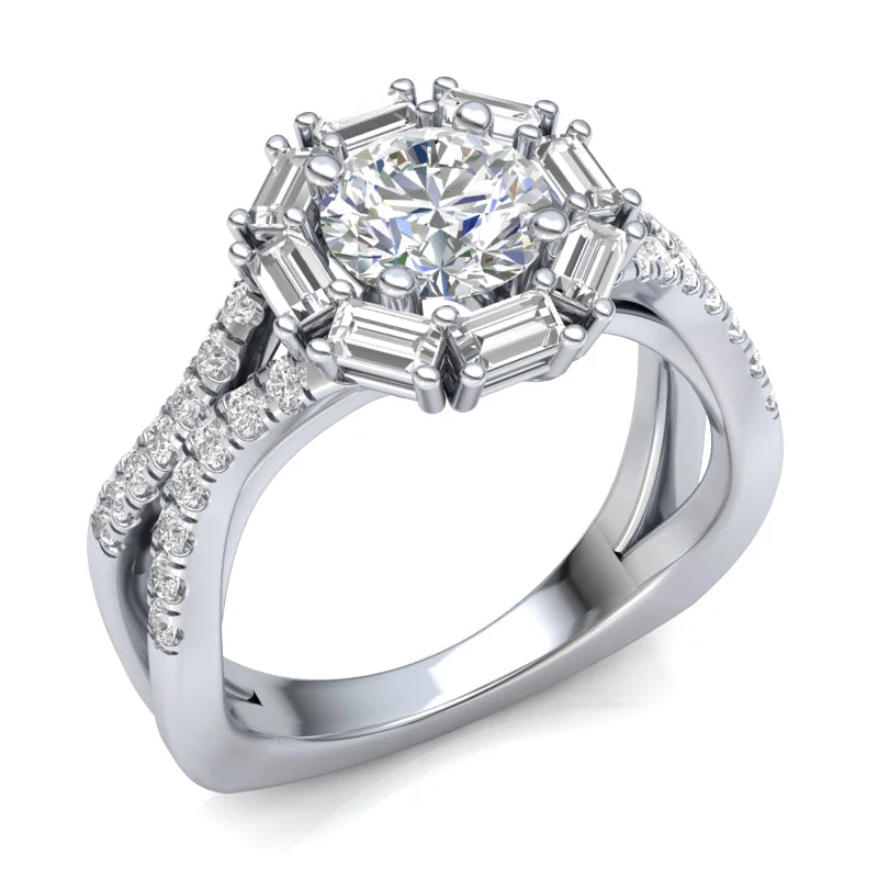 Women's engagement rings proposal-shine-Diamond Halo Engagement Ring Luminar L8045E 1.70 ctw