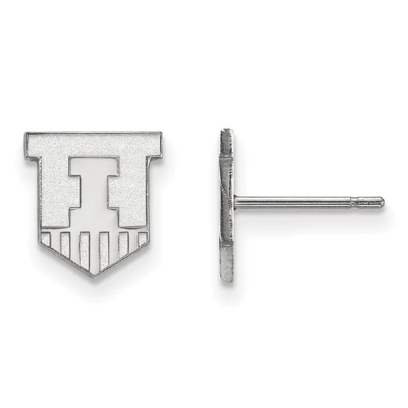 Women's earrings arched-stud-14k White Gold University of Illinois XS (Tiny) Post Earrings