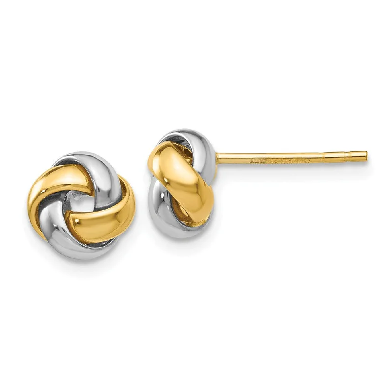 Women's earrings sturdy-steel-8mm Polished Love Knot Earrings in 14k Two Tone Gold