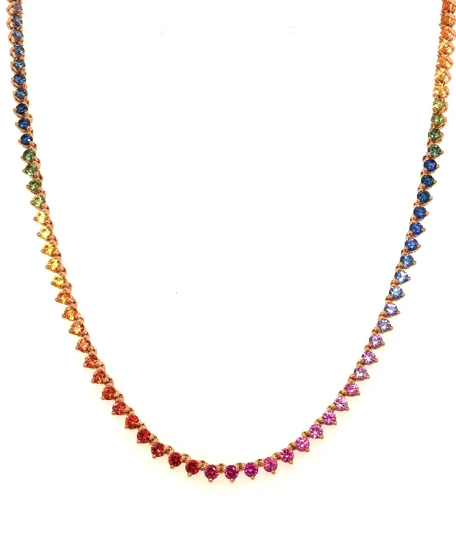 Women's necklaces eternal-gem-Rainbow Sapphire Line Necklace 240-JSA