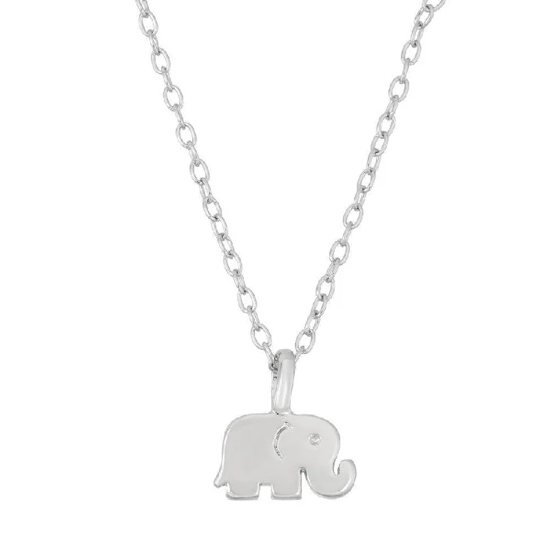 Women's necklaces floral-charm-Sterling Silver Tiny Shiny Elephant Necklace