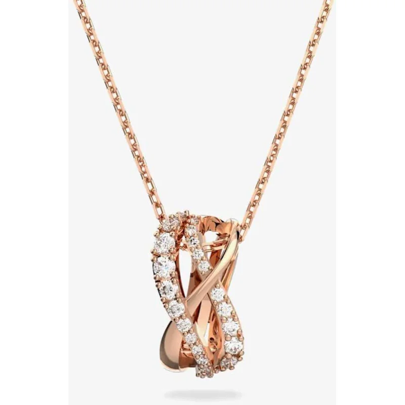 Women's necklaces hand-glossed-Swarovski Women's Pendant Necklace - Twist Rose Gold Tone Plated Crystal | 5620549