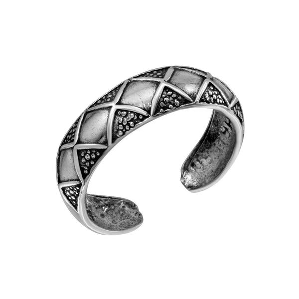 Women's rings arched-band-Silver 925 Diamond Pattern Toe Ring