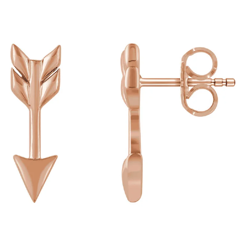 Women's earrings luxe-peach-5mm x 17mm (5/8 Inch) 14k Rose Gold Small Arrow Post Earrings