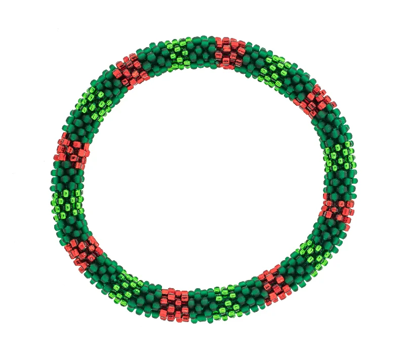 Women's bracelets open-cuff-Roll-On® Bracelet <br> Holly Wreath