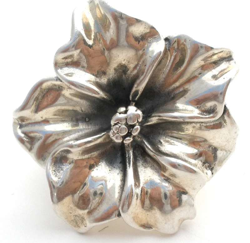 Women's rings radiant-edge-Sterling Silver 3D Flower Ring Size 7