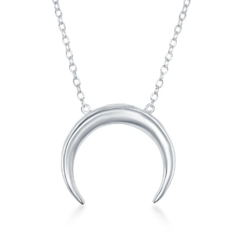 Women's necklaces fine-gleam-Sterling Silver Reverse Horn Design Necklace