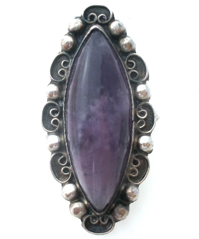 Women's rings fine-radiance-Mexican Amethyst Knuckle Ring Sterling Silver