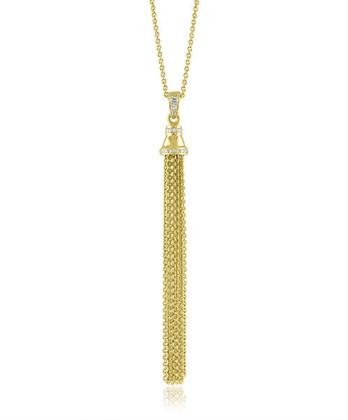 Women's necklaces floral-steel-Tassel Necklace with Diamond Rondell 178-JSA