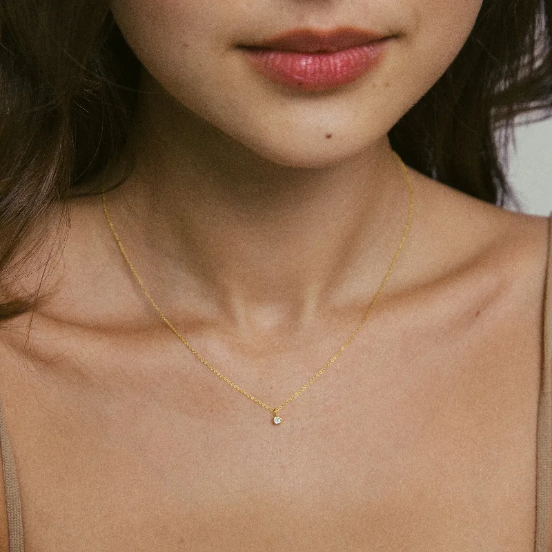 Women's necklaces delicate-curve-Floating Diamond Necklace, Solid 18k Gold