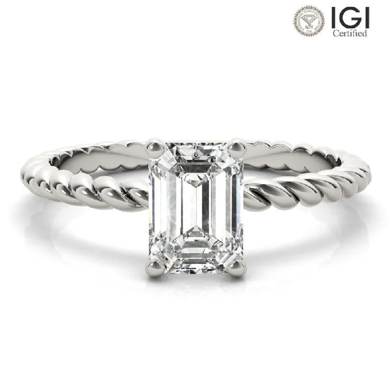 Women's engagement rings soft-hue-Eleanor Emerald Lab Grown Diamond Solitaire Engagement Ring IGI Certified