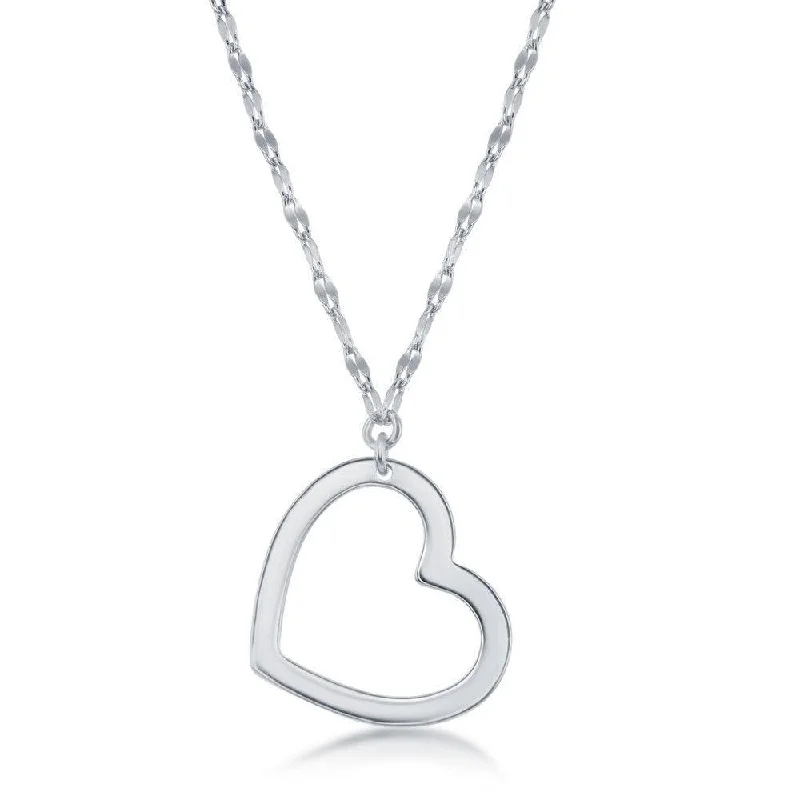 Women's necklaces tender-accent-Sterling Silver Open Heart Design Necklace