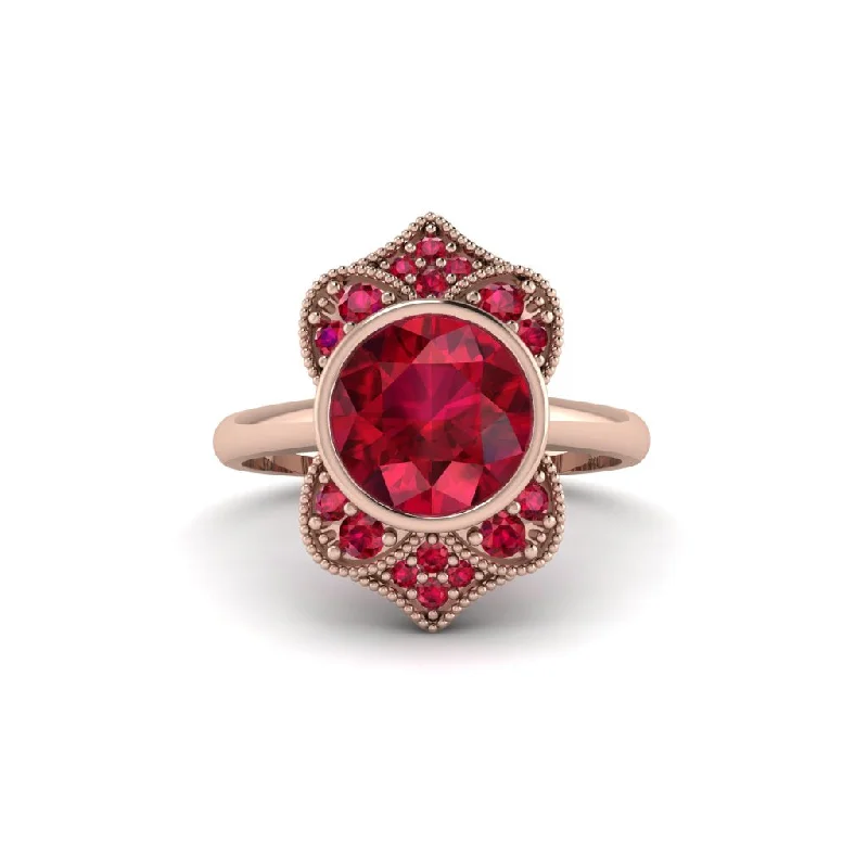 Women's engagement rings coral-charm-Ruby Bezel Vintage-Inspired Engagement Ring - Olive No. 56