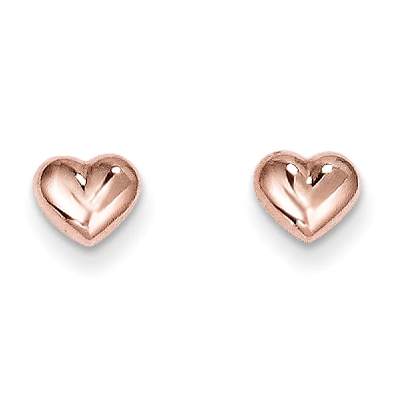 Women's earrings wispy-elegance-Kids 6mm Polished Puffed Heart Post Earrings in 14k Rose Gold