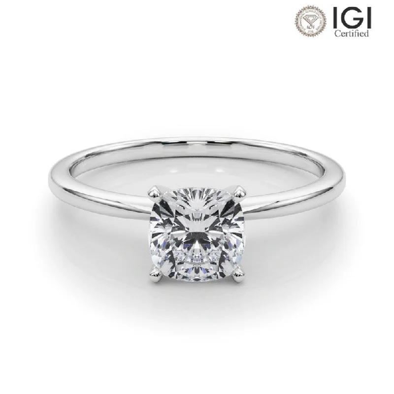 Women's engagement rings eternal-radiance-Angelica Cushion Lab Grown Diamond Solitaire Engagement Ring IGI Certified