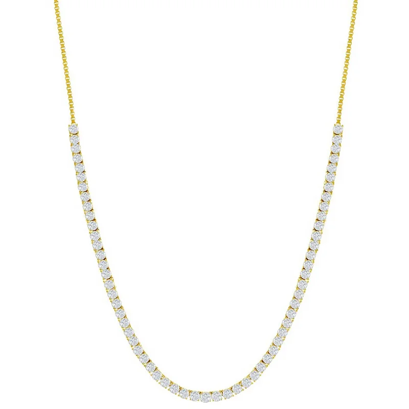 Women's necklaces luminous-moonstone-Classic Women's Necklace - Gold Sterling Silver 3mm CZ Tennis Adjustable | M-7019-GP