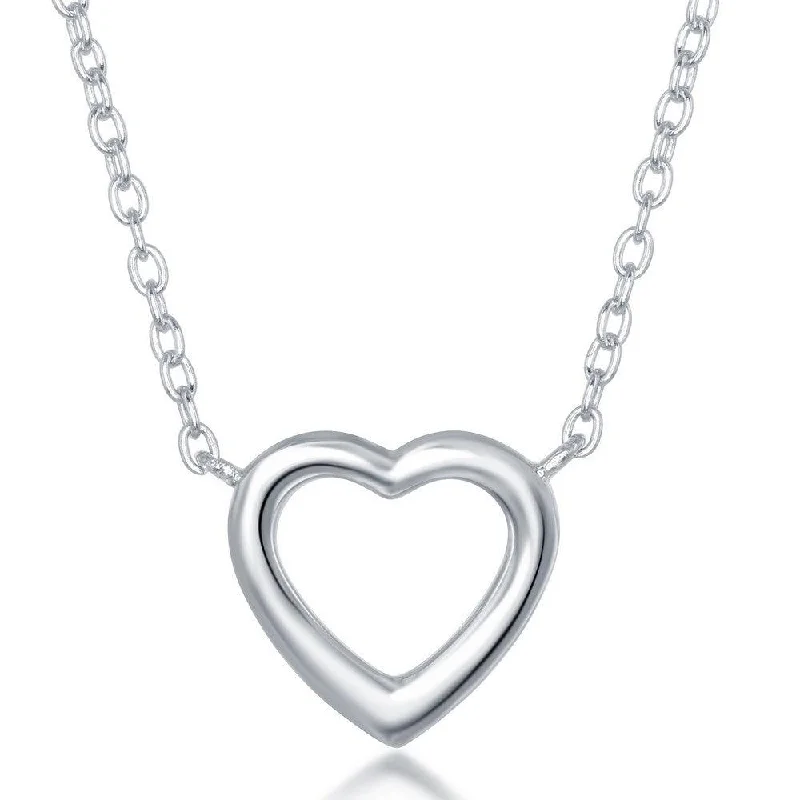 Women's necklaces vivid-swirl-Sterling Silver Plain Small Open Heart Necklace