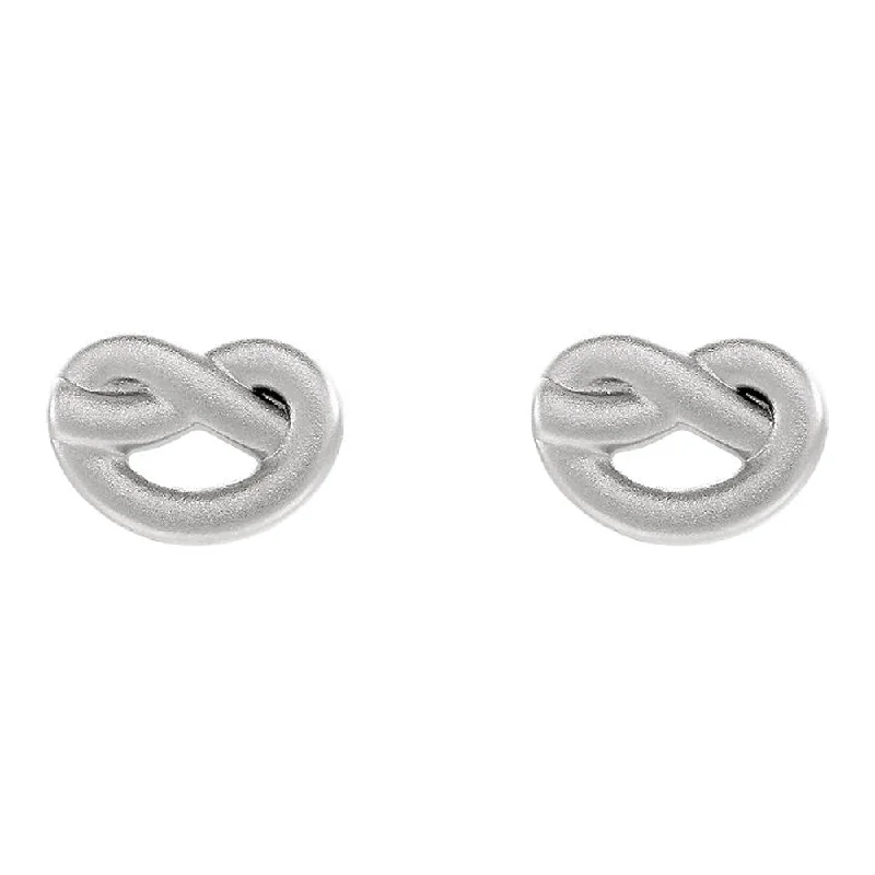 Women's earrings festive-flair-7mm x 10mm (3/8 Inch) Sterling Silver Satin Knot Post Earrings