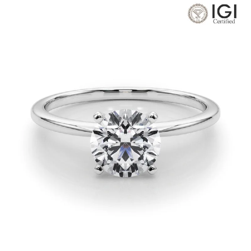 Women's engagement rings artisan-set-Angelica Round Solitaire Engagement Ring IGI Certified