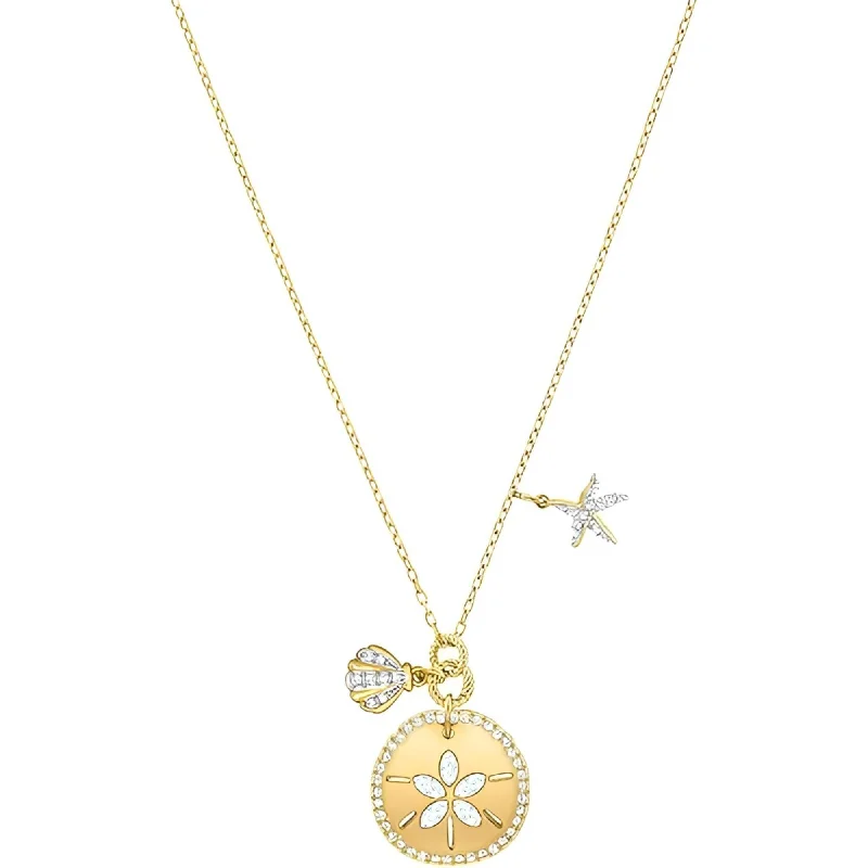 Women's necklaces subtle-twist-Swarovski Women's Necklace - Gold Ocean Sand Coin with Starfish and Shell | 5462580