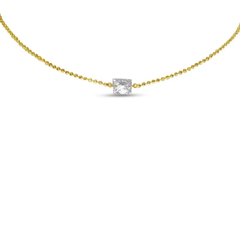 Women's necklaces futuristic-drop-SINGLE EMERALD CUT DASHING NECKLACE P10203-18