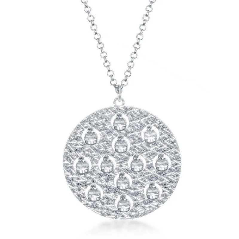 Women's necklaces luxe-daily-Sterling Silver Round Diamond Cut Beads Necklace