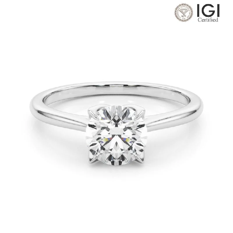 Women's engagement rings rare-topaz-Flora Round  Lab Grown Diamond Solitaire Engagement Ring IGI Certified